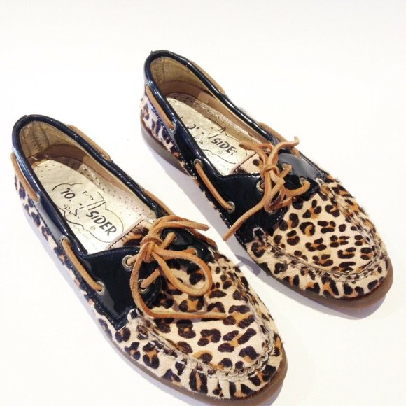 sperry leopard loafers